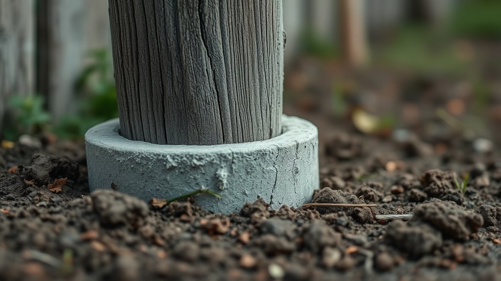 concrete stabilizes leaning fences