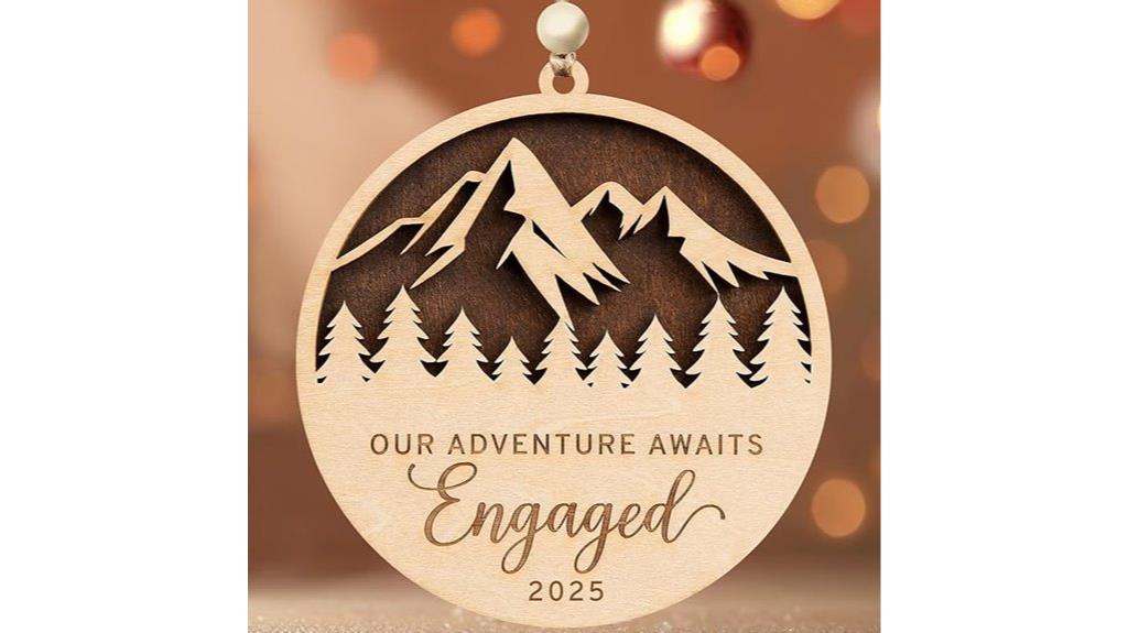 engaged wooden christmas ornament