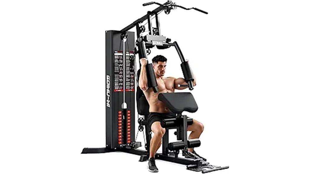 home gym with 140lbs weights