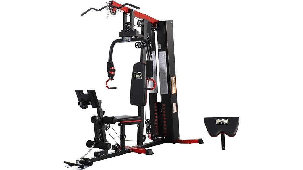 home gym with weight stack
