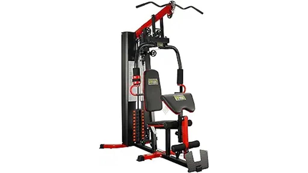 home gym with weight stack