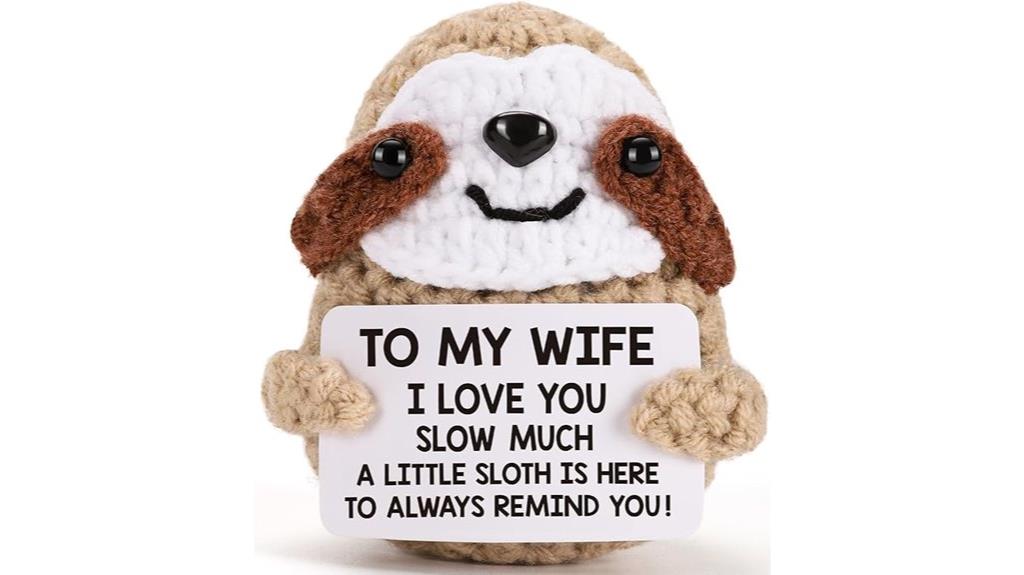 humorous crochet sloth gift