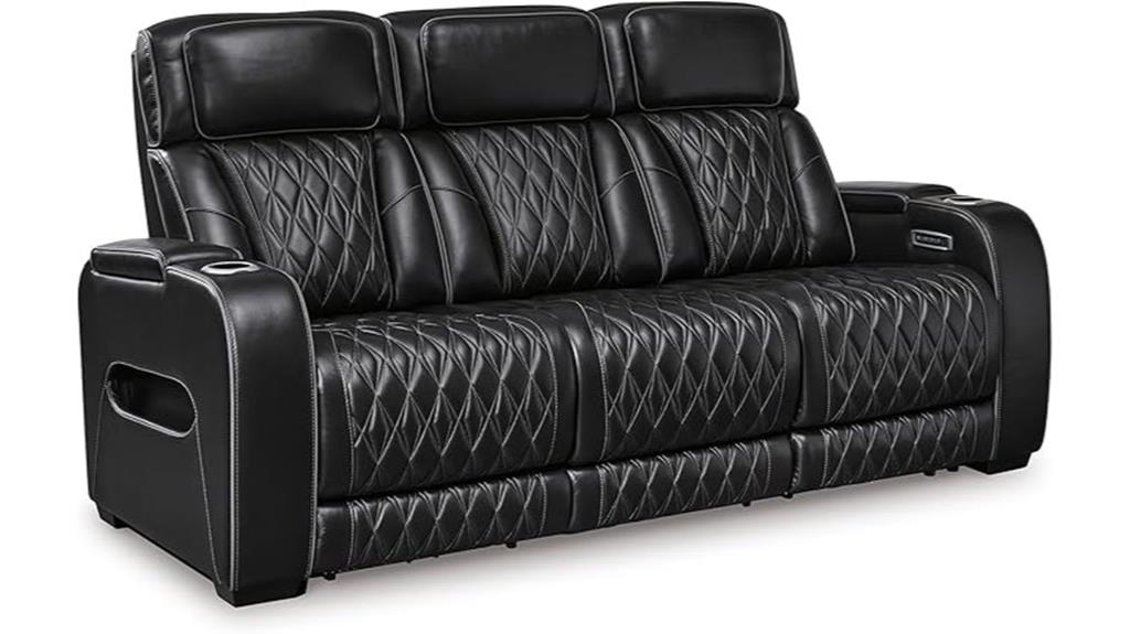 luxury black reclining sofa