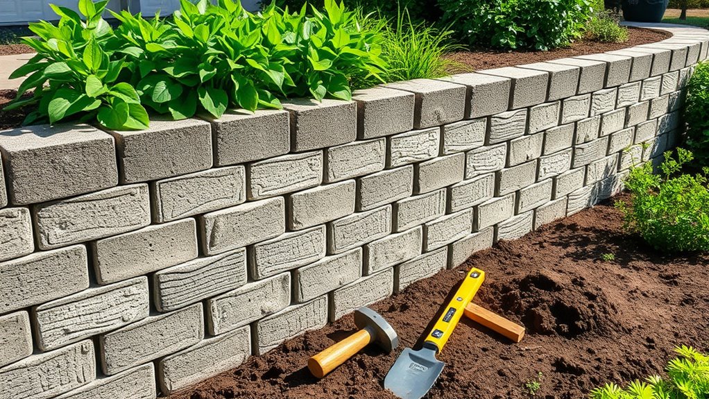 natural stone retaining wall construction