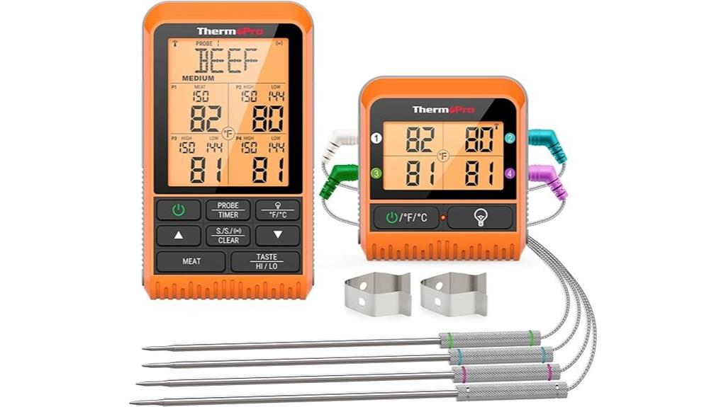 wireless meat thermometer with four probes