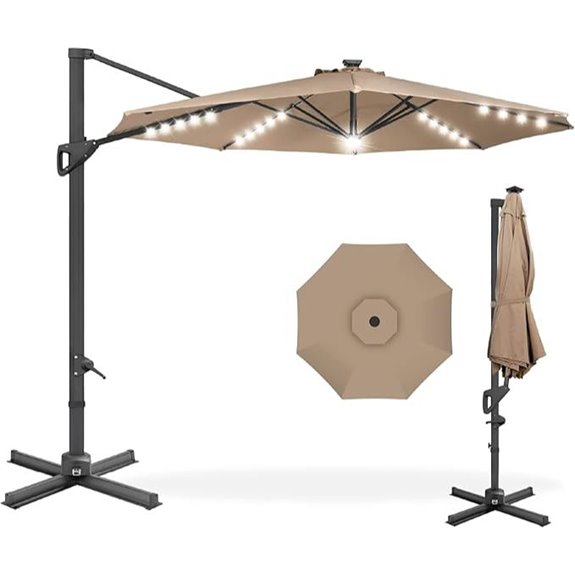 Best Choice 10ft Solar LED Cantilever Patio Umbrella
