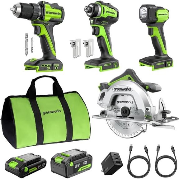 GREENWORKS 24V 4-Tool Combo with Batteries and Charger