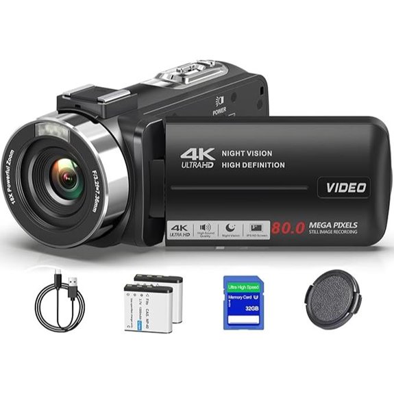 4K Vlogging Camcorder with Night Vision & 32GB SD