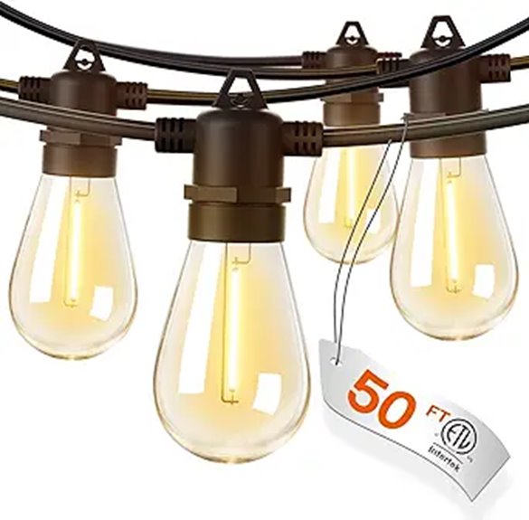 Addlon 50FT Outdoor String Lights with Edison Bulbs