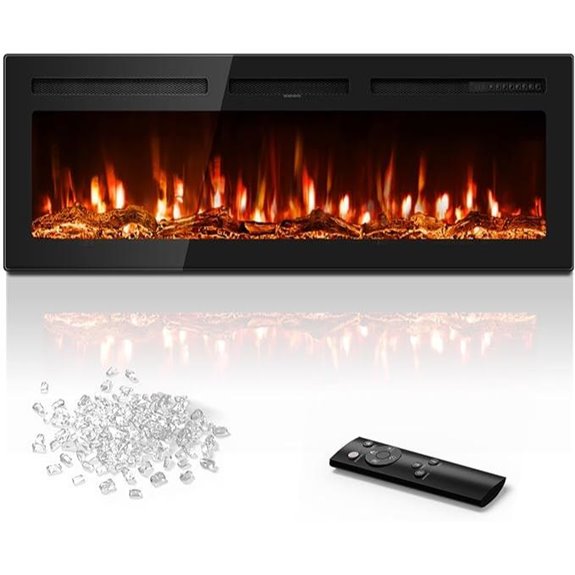 Manastin 50-Inch Recessed/Wall Electric Fireplace with Remote