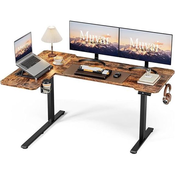 59-Inch Adjustable L-Shaped Standing Desk