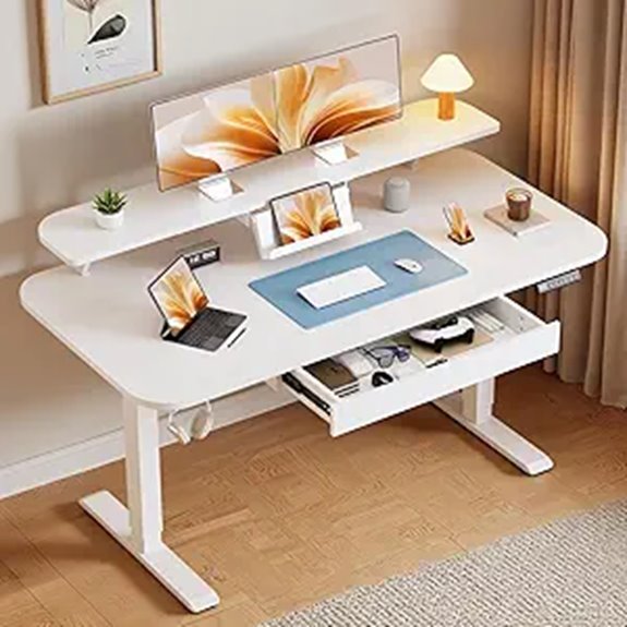 GTPLAYER Adjustable Standing Desk with Storage