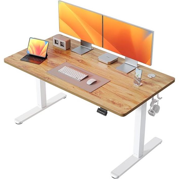 FEZIBO Electric Sit-Stand Desk with Rustic Top