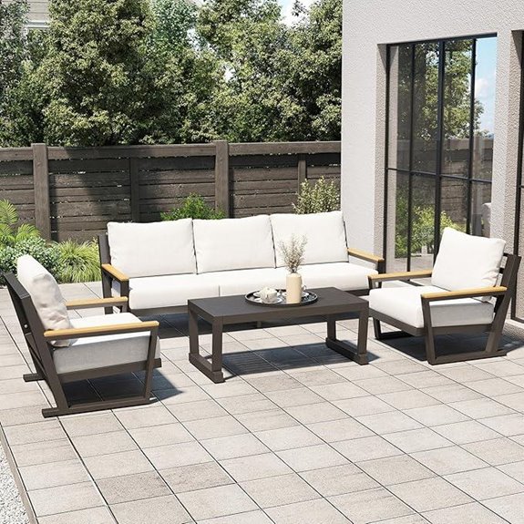 Aluminum 4-Seat Outdoor Sofa Set with Cushions