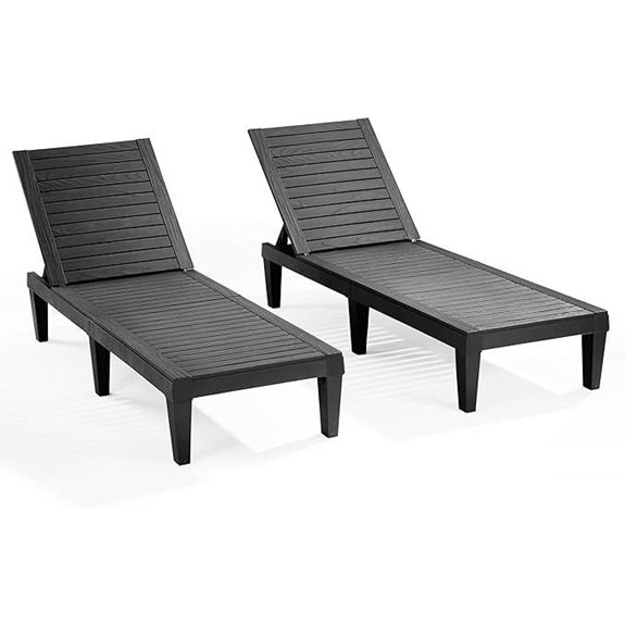 Nestl Black Adjustable Outdoor Patio Lounge Chairs (Set of 2)