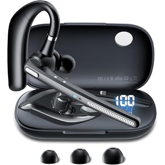 Bluetooth Headset V5.3 with Charging Case and Noise Cancellation