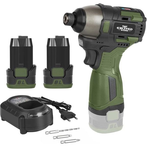 Brushless Impact Driver Set with 2 Batteries and Light