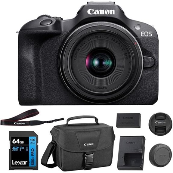 Canon EOS R100 Mirrorless Camera with RF Lenses with 64GB Bundle