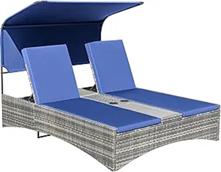 double rattan lounge chair