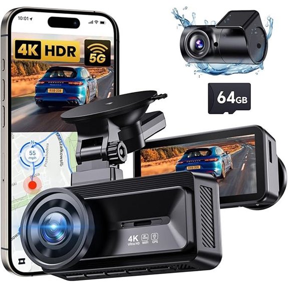 COOLCRAZY 4K+1080P Dual Dash Cam with GPS
