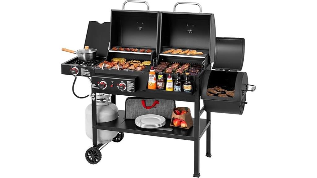 dual fuel grill with smoker
