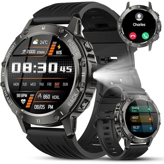 Military Smartwatch for Men with Call & Fitness Features