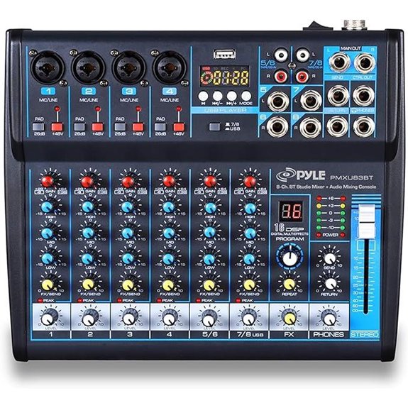 Pyle 8-Channel Audio Mixer with USB & Bluetooth