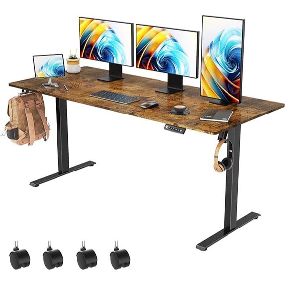 Electric Height Adjustable Standing Desk with Wheels
