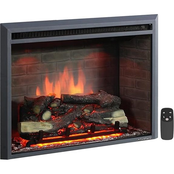PuraFlame Electric Fireplace Insert with Remote 33 Inches