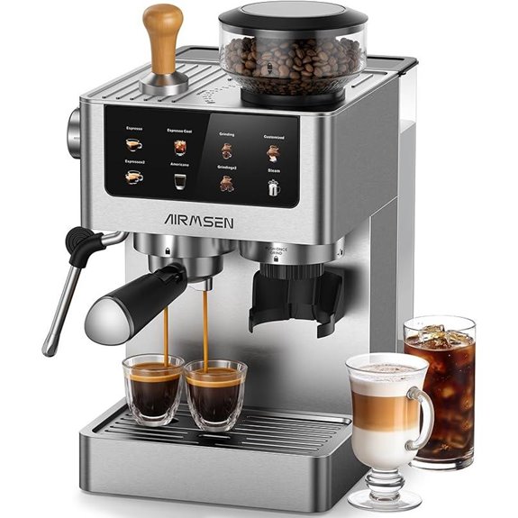 AIRMSEN Espresso Machine with Burr Grinder and Milk Frother