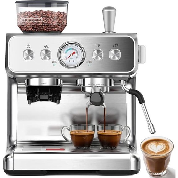 20 Bar Espresso Machine with Grinder & Milk Frother