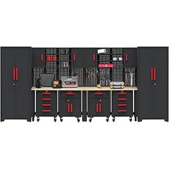 garage organization with workspace