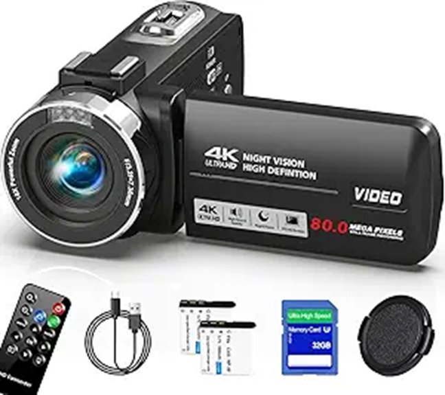 4K HD Vlogging Camera with Night Vision & Accessories