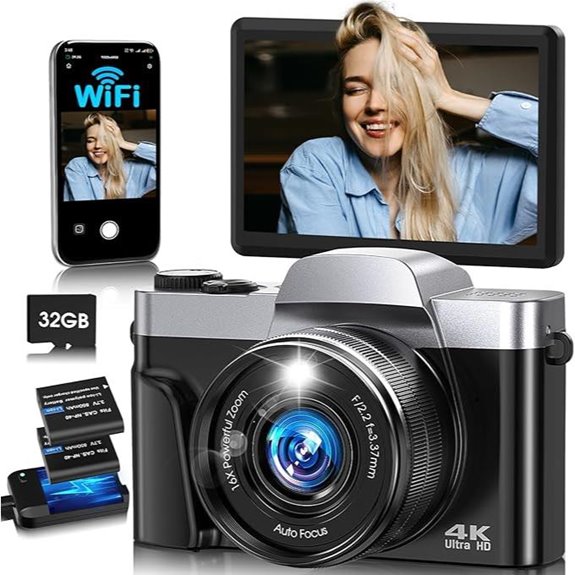 4K WiFi Vlogging Camera with 64MP 16X Zoom