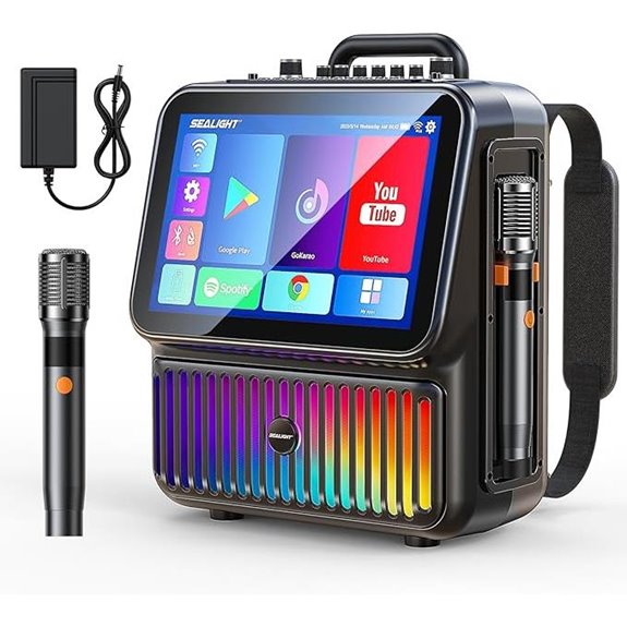 SEALIGHT Karaoke Machine with Screen and Microphones