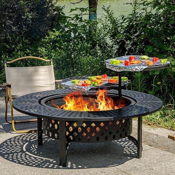 47-Inch Fire Pit with Grills and Lid