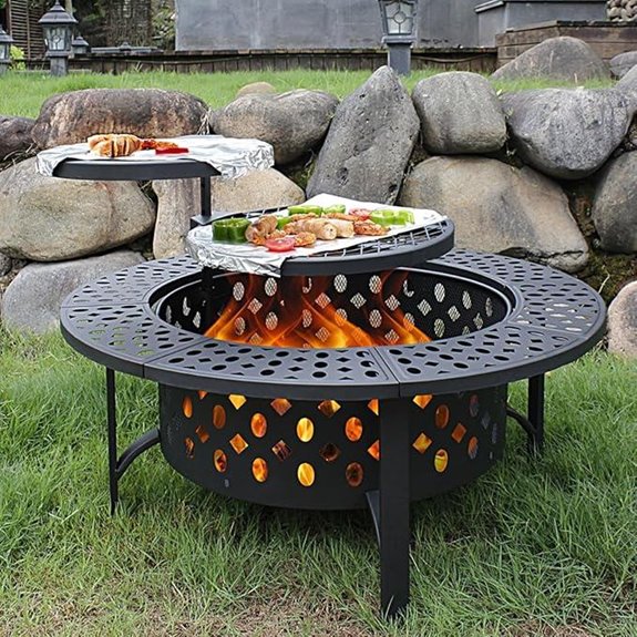 36-Inch Fire Pit with Grills & Cover for Outdoors