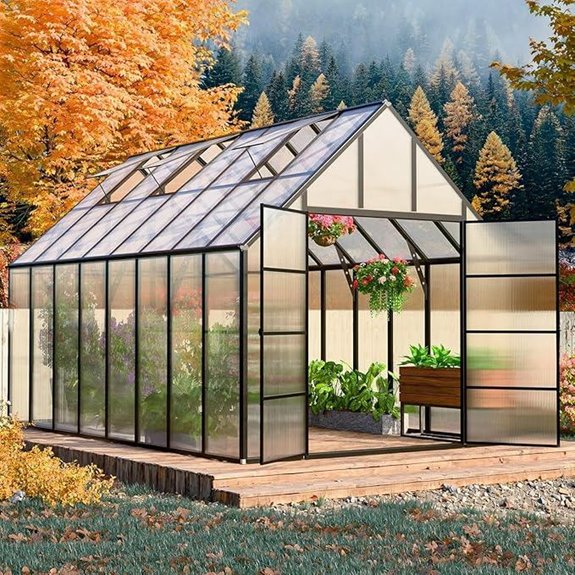 10x16 ft Walk-in Greenhouse with Polycarbonate Panels