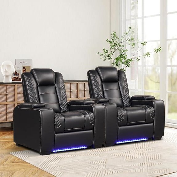 ANJ Power Leather Recliner Set with USB & LED Lights