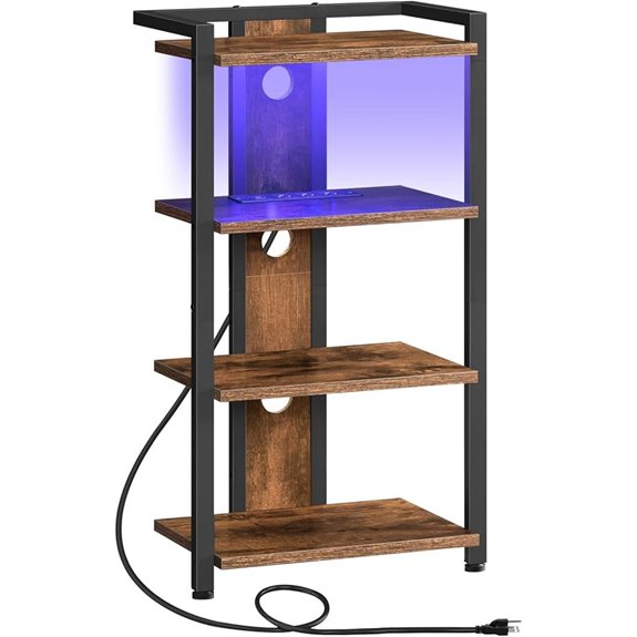 HOOBRO 4-Tier AV Media Stand with Charging and LED