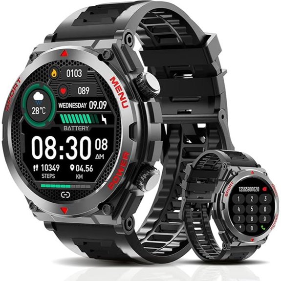 Military Smartwatch with Heart Rate and Call Features