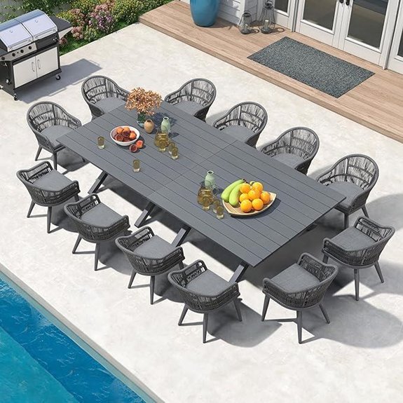 PURPLE LEAF 13-Piece Modern Patio Dining Set
