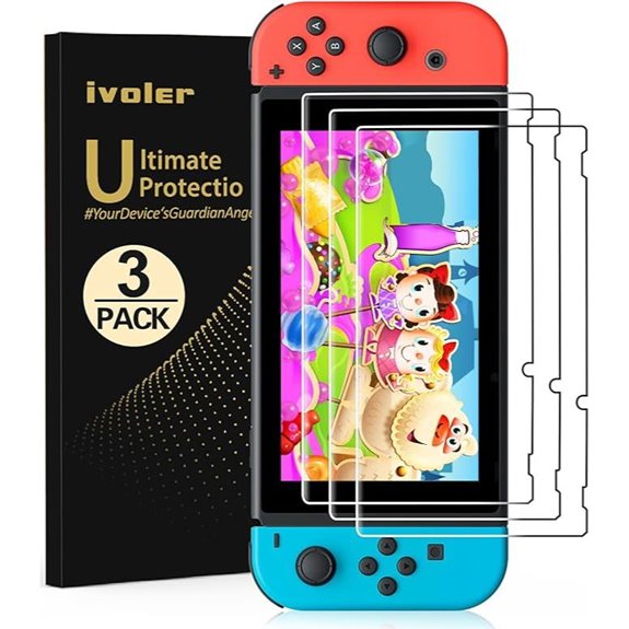 ivoler 3 Pack Tempered Glass Screen Protector for Nintendo Switch