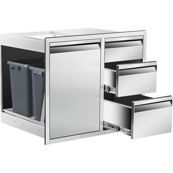 Outdoor Kitchen Cabinet with Drawers and Trash