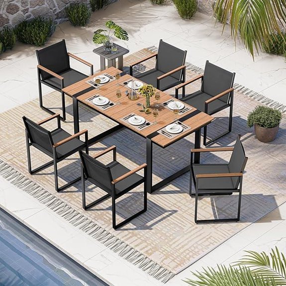 Outdoor Dining Set with Table Chairs Umbrella Hole