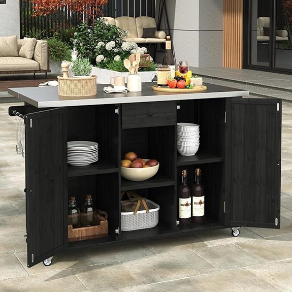outdoor grill table storage