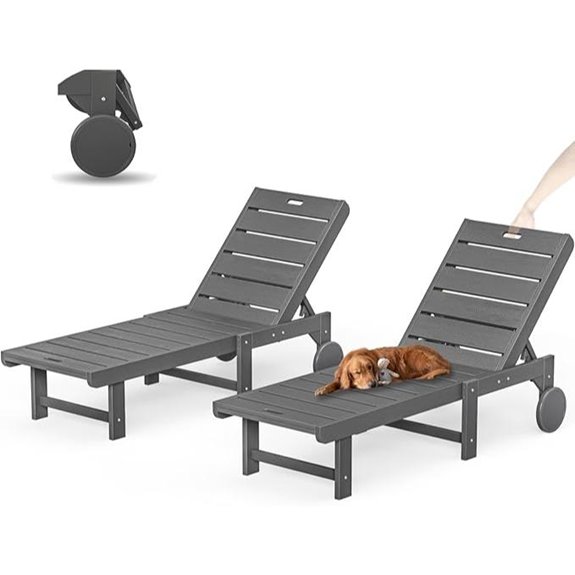 Outdoor Lounge Chairs Set of 2 with Wheels