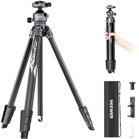 NEEWER LT07 Aluminum Travel Tripod with Phone Holder