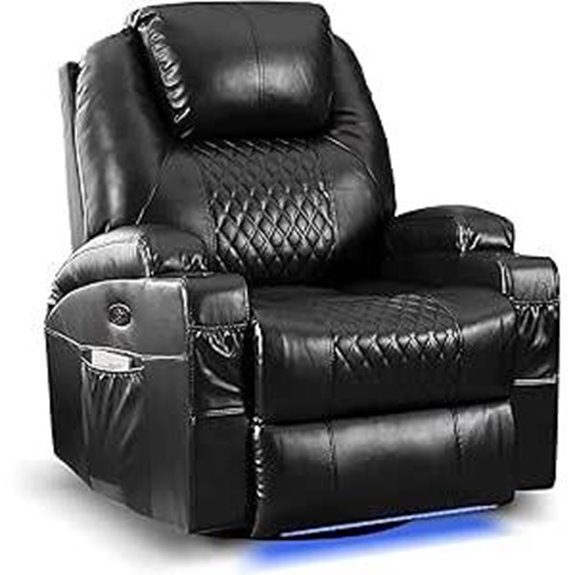 AHMED Power Recliner with Massage Heat & LED Lighting