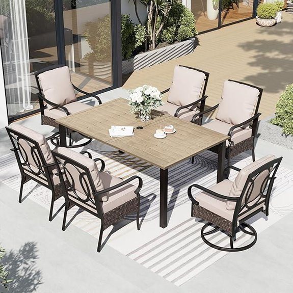 7-Piece Outdoor Patio Dining Set with Cushioned Chairs